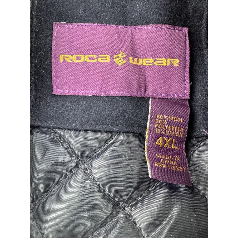 Rocawear Jacket Mens 4XL Navy Wool Blend Varsity Bomber Full Zip Quilted Lined